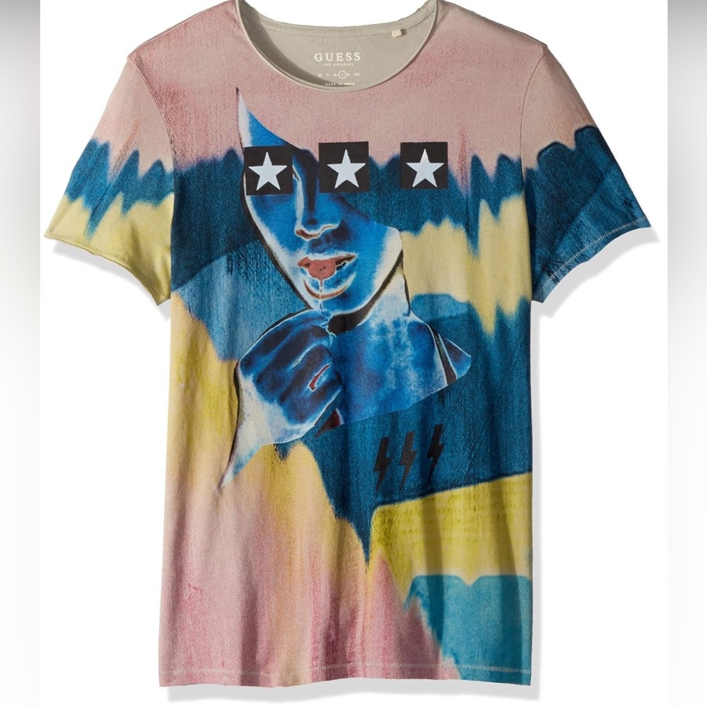 Guess Men's Short Sleeve Star Girl Crew Neck Tee